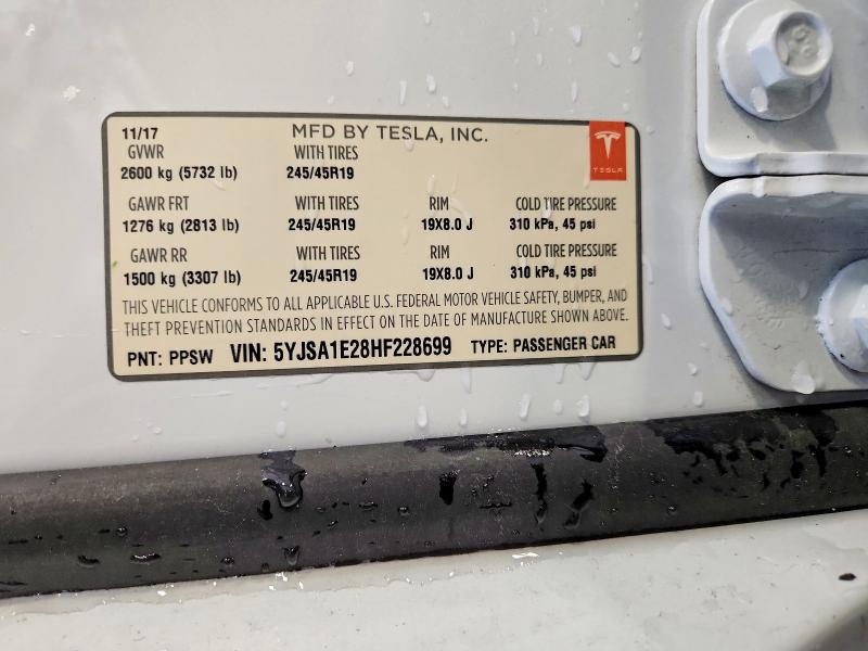 Продажа на аукционе авто 2017 Tesla Model S, vin: 5YJSA1E28HF228699, номер лота: 57476696