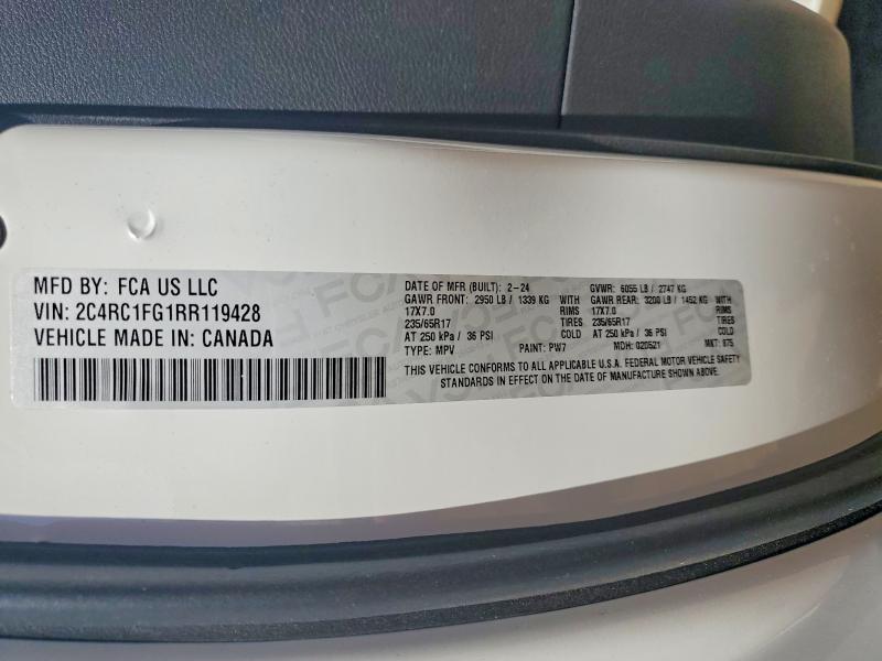 Продажа на аукционе авто 2024 Chrysler Pacifica, vin: 2C4RC1FG1RR119428, номер лота: 51801396