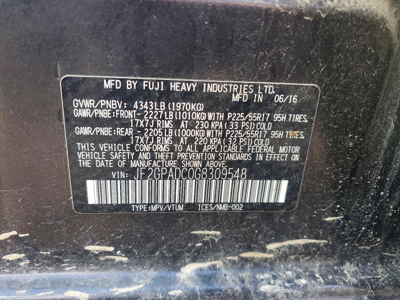 Продажа на аукционе авто 2016 Subaru Crosstrek, vin: JF2GPADC0G8309548, номер лота: 57958096