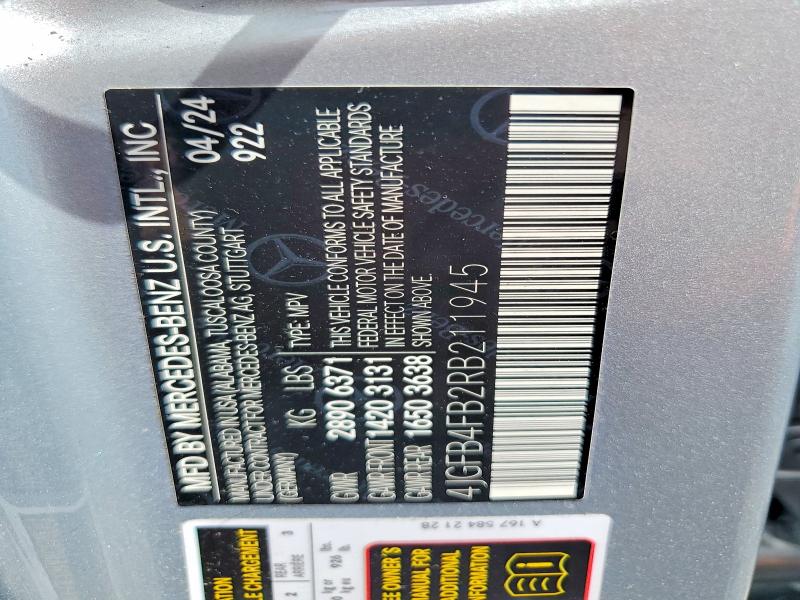 Aukcja sprzedaży 2024 Mercedes-benz Gle, vin: 4JGFB4FB2RB211945, numer aukcji: 57718196