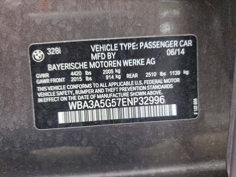 2014 Bmw 328 მანქანა იყიდება აუქციონზე, vin: WBA3A5G57ENP32996, აუქციონის ნომერი: 55347726