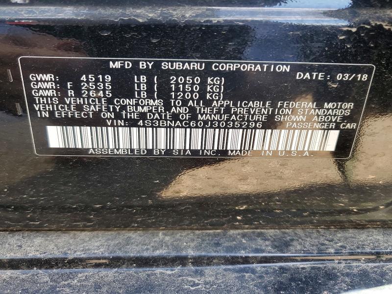 56152346 :رقم المزاد ، 4S3BNAC60J3035296 vin ، 2018 Subaru Legacy مزاد بيع