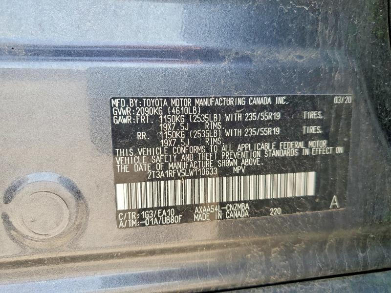 Продаж на аукціоні авто 2020 Toyota Rav4, vin: 2T3A1RFV5LW110633, номер лоту: 56002766