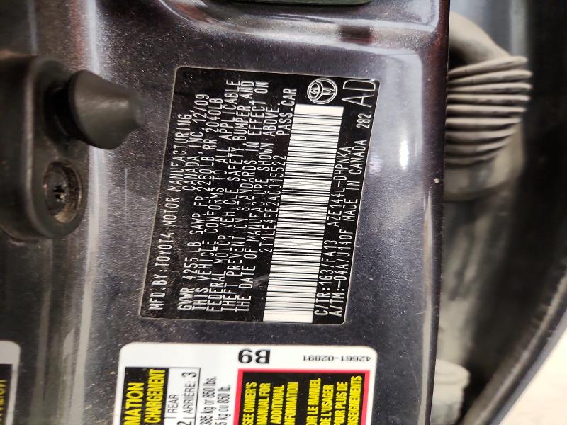 2010 Toyota Corolla Matrix მანქანა იყიდება აუქციონზე, vin: 2T1LE4EE2AC015522, აუქციონის ნომერი: 56730786