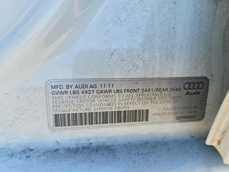 Продаж на аукціоні авто 2012 Audi A4, vin: WAUFFAFL0CN015635, номер лоту: 56143656