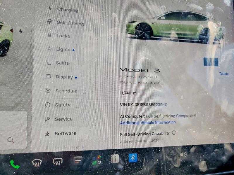 2025 Tesla Model 3 მანქანა იყიდება აუქციონზე, vin: 5YJ3E1EB6SF923540, აუქციონის ნომერი: 58466126