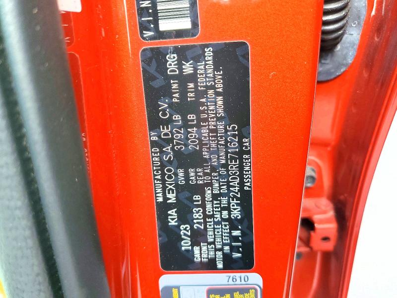 Aukcja sprzedaży 2024 Kia Forte, vin: 3KPF24AD3RE716215, numer aukcji: 58321376