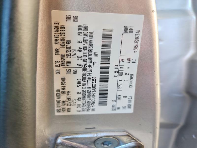 Aukcja sprzedaży 2018 Ford Escape, vin: 1FMCU0F72JUC76255, numer aukcji: 85460955
