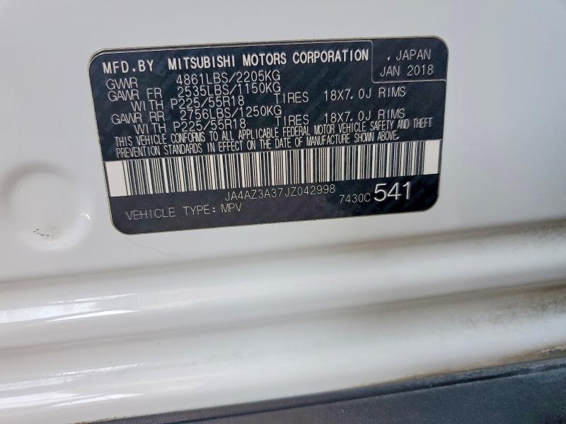 Продаж на аукціоні авто 2018 Mitsubishi Outlander, vin: JA4AZ3A37JZ042998, номер лоту: 58785876