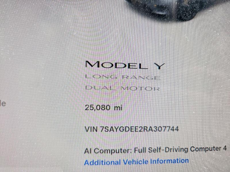 2024 Tesla Model Y მანქანა იყიდება აუქციონზე, vin: 7SAYGDEE2RA307744, აუქციონის ნომერი: 58631476