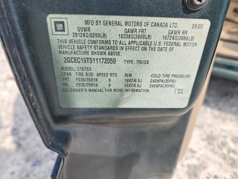 Aukcja sprzedaży 2001 Chevrolet Silverado, vin: 2GCEC19T511172059, numer aukcji: 55617146
