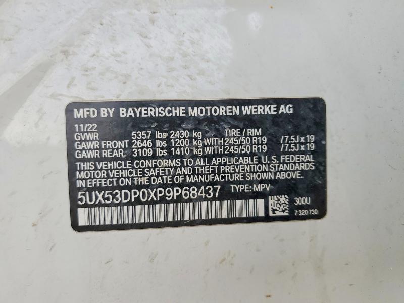 2023 Bmw X3 მანქანა იყიდება აუქციონზე, vin: 5UX53DP0XP9P68437, აუქციონის ნომერი: 56142576