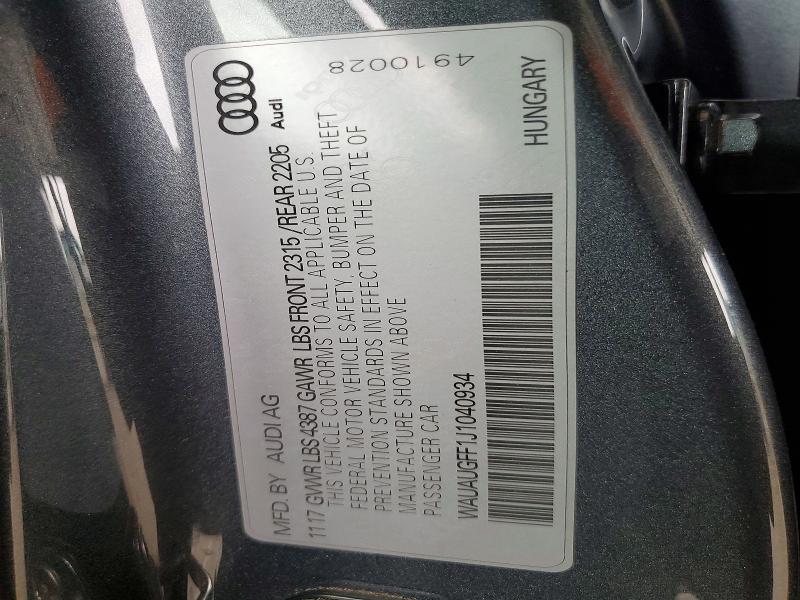 Продажа на аукционе авто 2018 Audi A3, vin: WAUAUGFF1J1040934, номер лота: 58132286