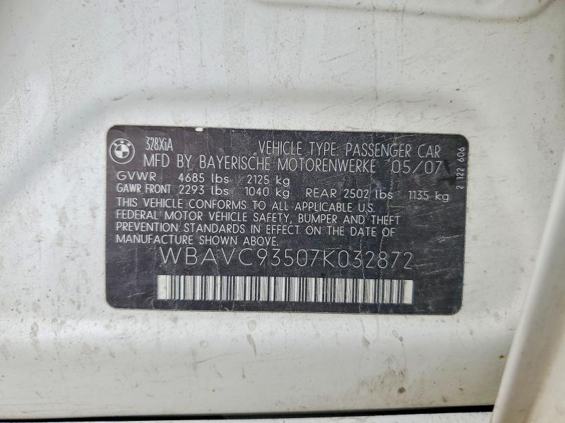 Продажа на аукционе авто 2007 Bmw 328, vin: WBAVC93507K032872, номер лота: 58184606