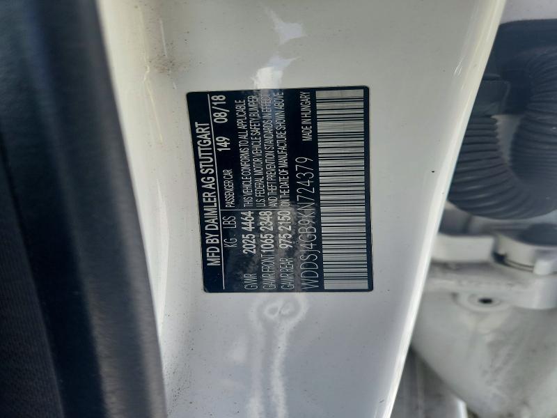 57289786 :رقم المزاد ، WDDSJ4GB9KN724379 vin ، 2019 Mercedes-benz Cla مزاد بيع