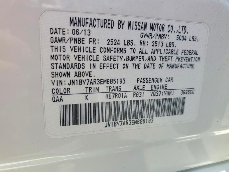 2014 Infiniti Q50 მანქანა იყიდება აუქციონზე, vin: JN1BV7AR3EM685193, აუქციონის ნომერი: 54531656