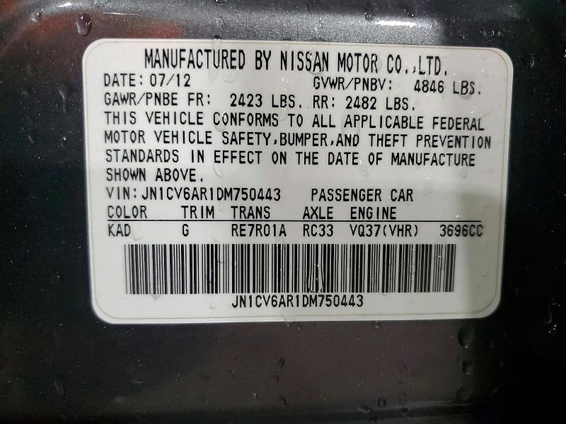 Продажа на аукционе авто 2013 Infiniti G37, vin: JN1CV6AR1DM750443, номер лота: 54300066
