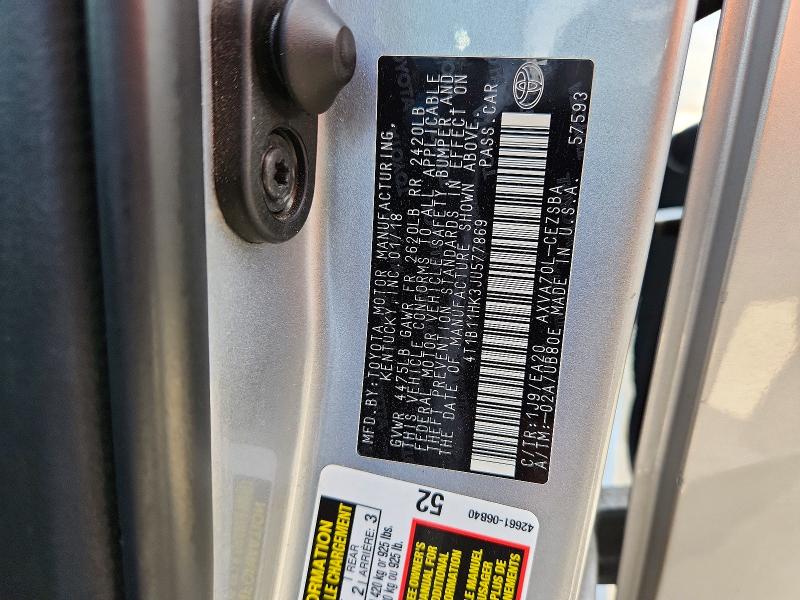 Aukcja sprzedaży 2018 Toyota Camry, vin: 4T1B11HK3JU577869, numer aukcji: 53544016