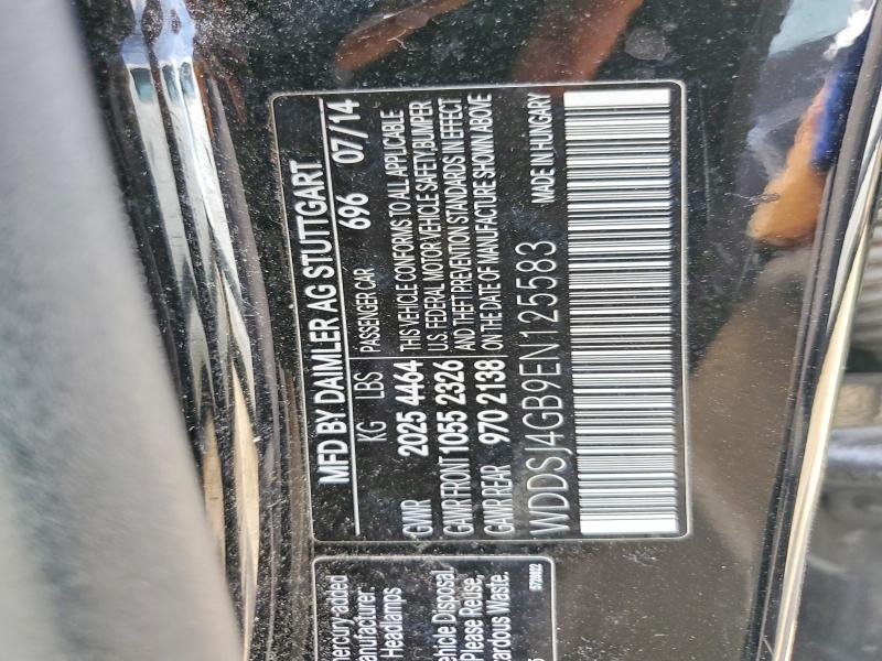 2014 Mercedes-benz Cla მანქანა იყიდება აუქციონზე, vin: WDDSJ4GB9EN125583, აუქციონის ნომერი: 58748516