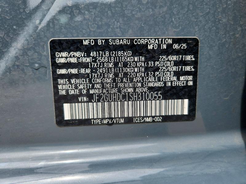 55788656 :رقم المزاد ، JF2GUHDC1SH310055 vin ، 2025 Subaru Crosstrek مزاد بيع