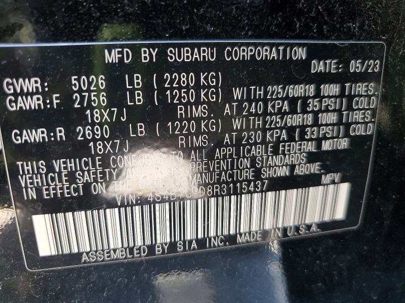 Продаж на аукціоні авто 2024 Subaru Outback, vin: 4S4BTGPD8R3115437, номер лоту: 58614356