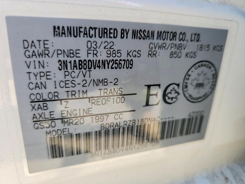52905406 :رقم المزاد ، 3N1AB8DV4NY256709 vin ، 2022 Nissan Sentra مزاد بيع