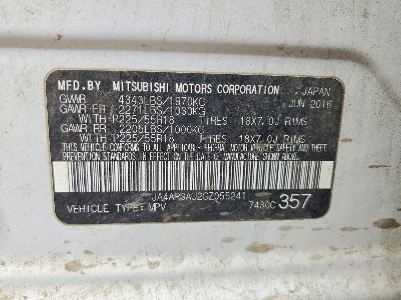 2016 Mitsubishi Outlander Sport მანქანა იყიდება აუქციონზე, vin: JA4AR3AU2GZ055241, აუქციონის ნომერი: 57363626