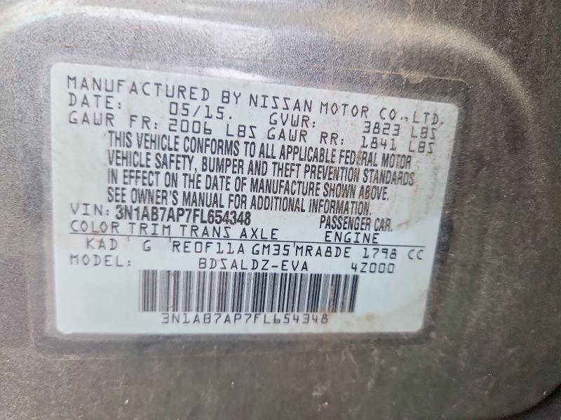 Aukcja sprzedaży 2015 Nissan Sentra, vin: 3N1AB7AP7FL654348, numer aukcji: 56781296