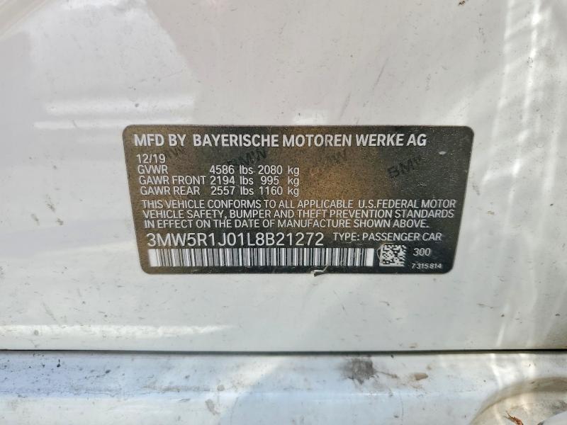 57510916 :رقم المزاد ، 3MW5R1J01L8B21272 vin ، 2020 Bmw 330i مزاد بيع