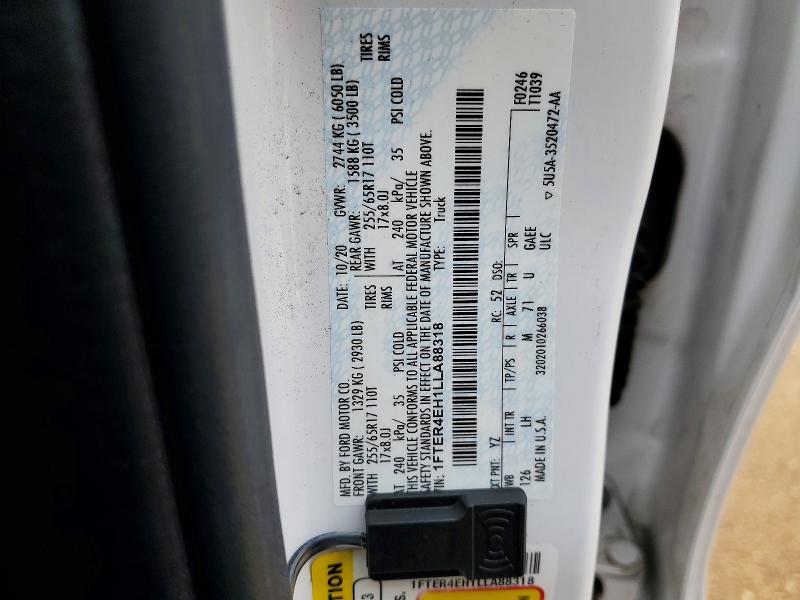 57830656 :رقم المزاد ، 1FTER4EH1LLA88318 vin ، 2020 Ford Ranger مزاد بيع