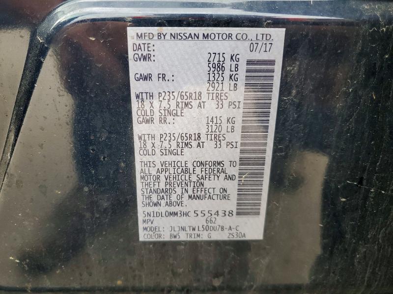 57778316 :رقم المزاد ، 5N1DL0MM3HC555438 vin ، 2017 Infiniti Qx60 مزاد بيع