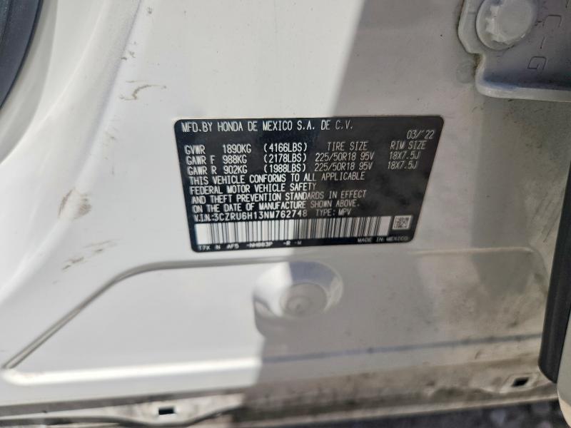 55454676 :رقم المزاد ، 3CZRU6H13NM762748 vin ، 2022 Honda Hr-v مزاد بيع