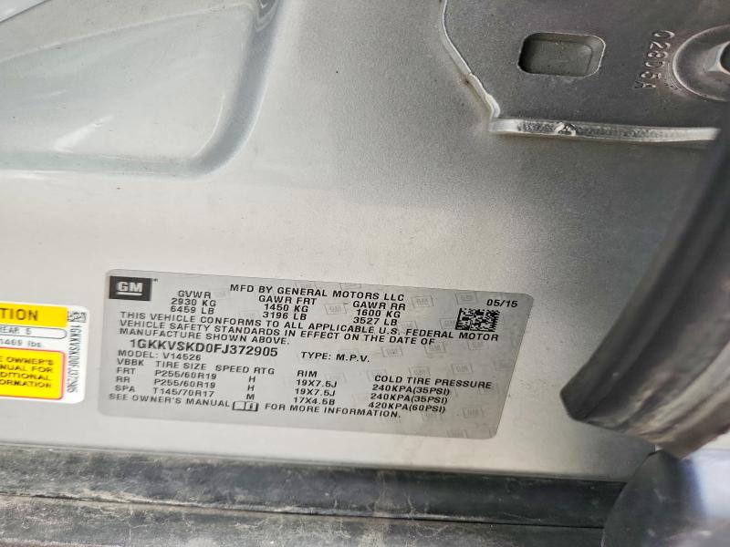 Продаж на аукціоні авто 2015 Gmc Acadia, vin: 1GKKVSKD0FJ372905, номер лоту: 58598976