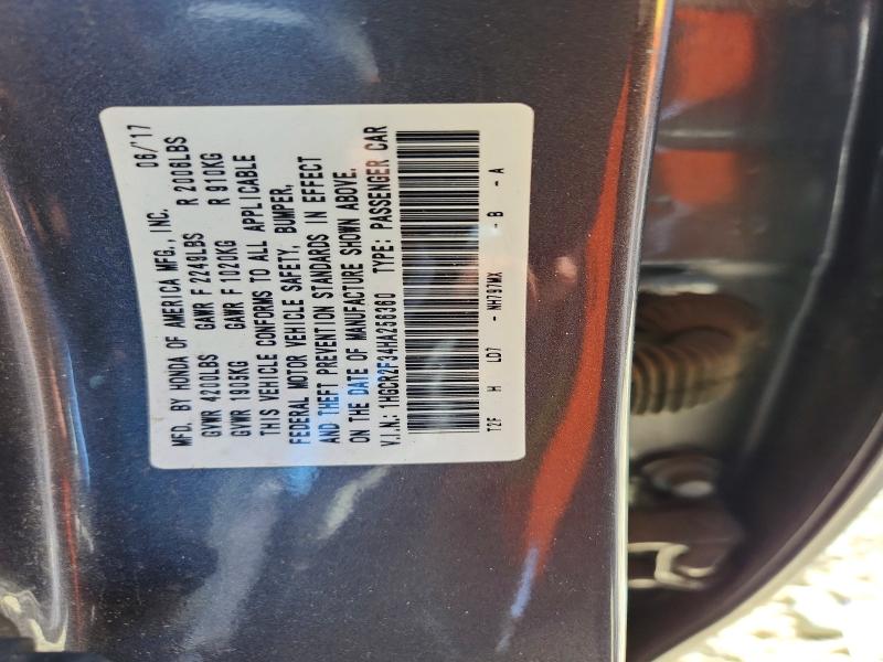 57021216 :رقم المزاد ، 1HGCR2F34HA256360 vin ، 2017 Honda Accord مزاد بيع