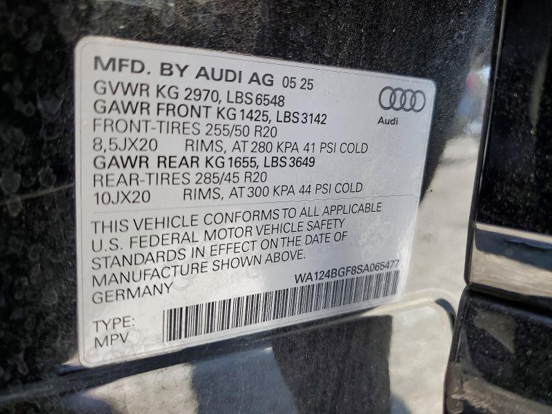 Продаж на аукціоні авто 2025 Audi Q6 E-tron, vin: WA124BGF8SA065477, номер лоту: 58801626