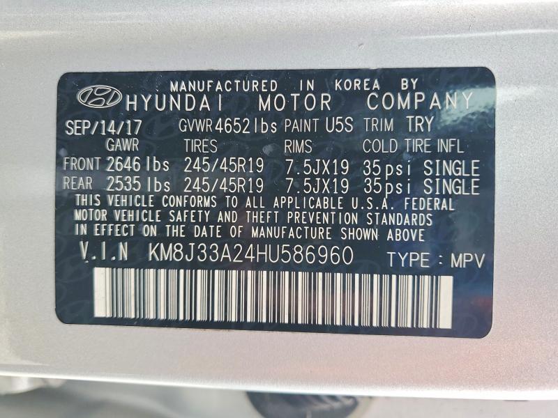 Продаж на аукціоні авто 2017 Hyundai Tucson, vin: KM8J33A24HU586960, номер лоту: 56655696