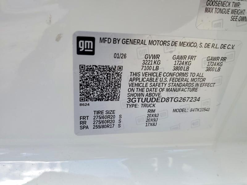 Aukcja sprzedaży 2026 Gmc Sierra, vin: 3GTUUDED8TG267234, numer aukcji: 55784276