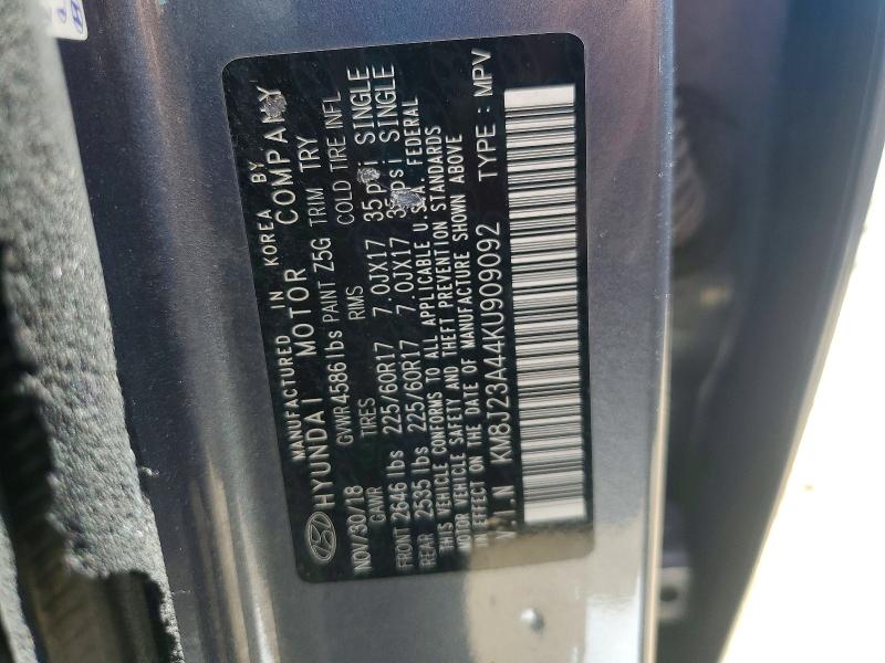 Продаж на аукціоні авто 2019 Hyundai Tucson, vin: KM8J23A44KU909092, номер лоту: 55885416
