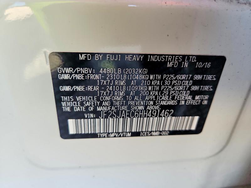 Продажа на аукционе авто 2017 Subaru Forester, vin: JF2SJAEC6HH491462, номер лота: 59129036