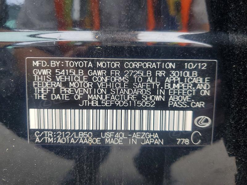 Aukcja sprzedaży 2013 Lexus Ls, vin: JTHBL5EF9D5115052, numer aukcji: 56941246