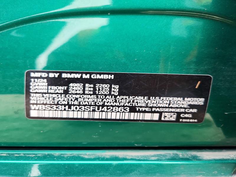 Aukcja sprzedaży 2025 Bmw M3, vin: WBS33HJ03SFU42863, numer aukcji: 55715506