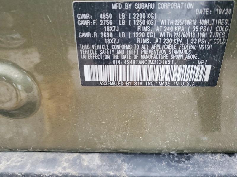 Продажа на аукционе авто 2021 Subaru Outback, vin: 4S4BTANC3M3131691, номер лота: 57113966