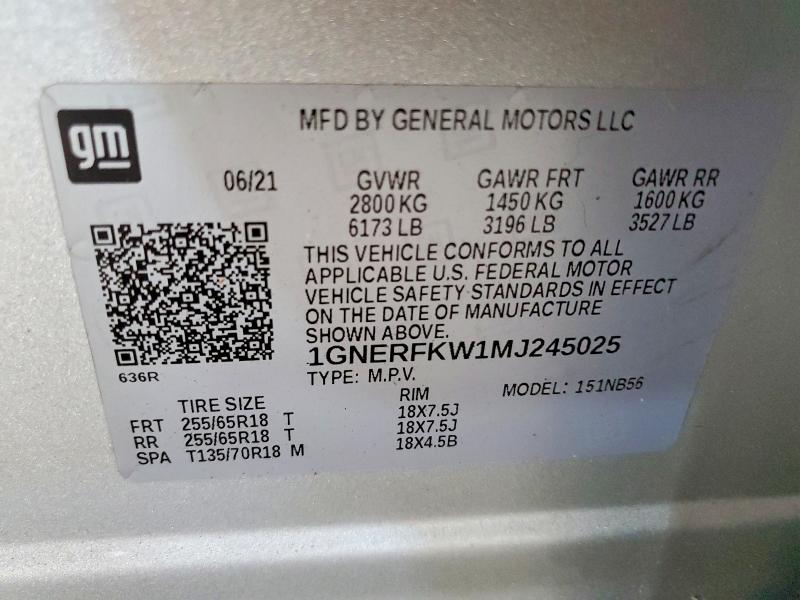 2021 Chevrolet Traverse მანქანა იყიდება აუქციონზე, vin: 1GNERFKW1MJ245025, აუქციონის ნომერი: 56571836