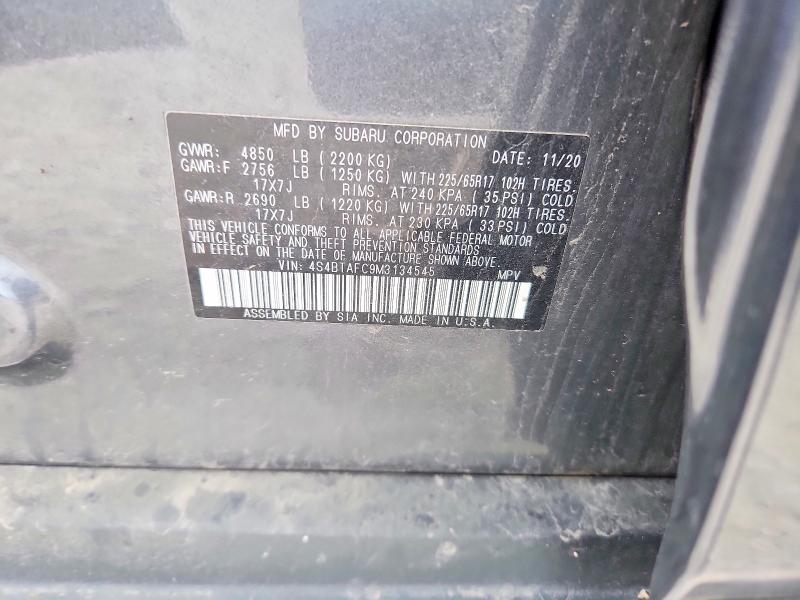 58970906 :رقم المزاد ، 4S4BTAFC9M3134545 vin ، 2021 Subaru Outback مزاد بيع