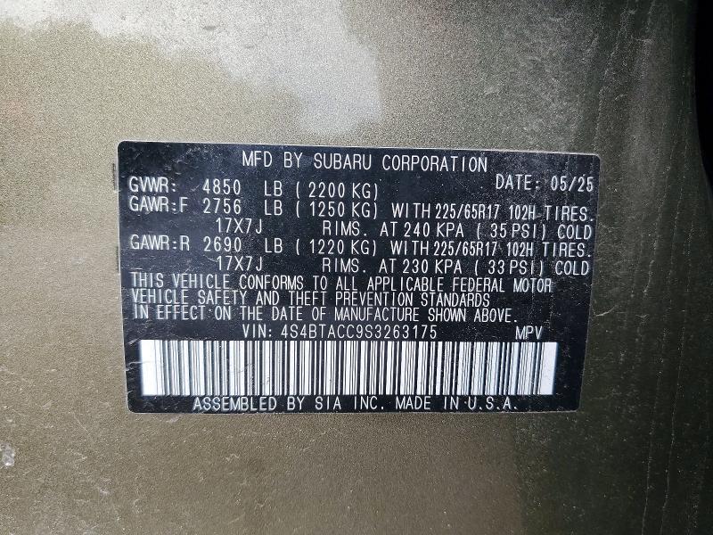 Aukcja sprzedaży 2025 Subaru Outback, vin: 4S4BTACC9S3263175, numer aukcji: 57685196