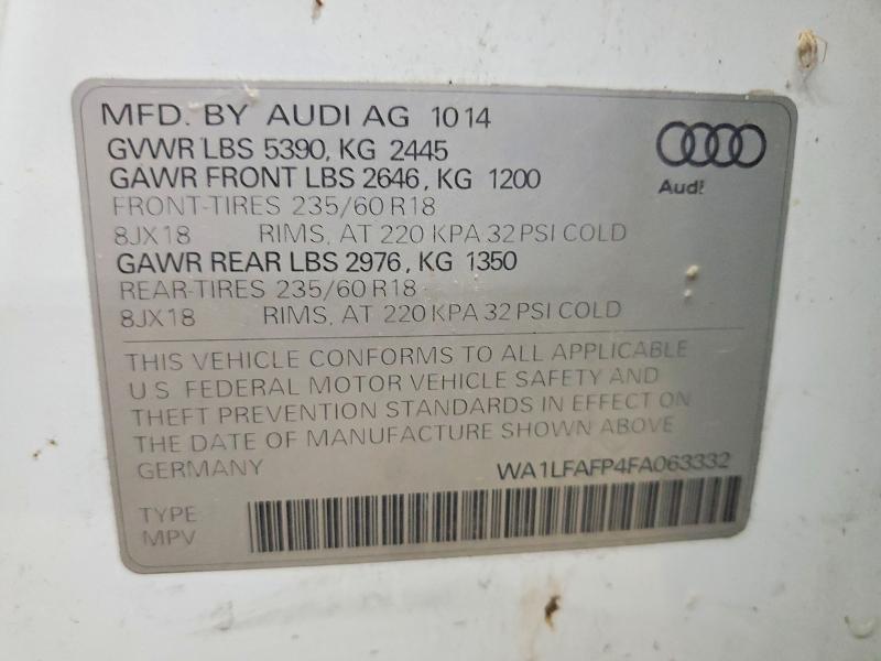 Продаж на аукціоні авто 2015 Audi Q5, vin: WA1LFAFP4FA063332, номер лоту: 56218596