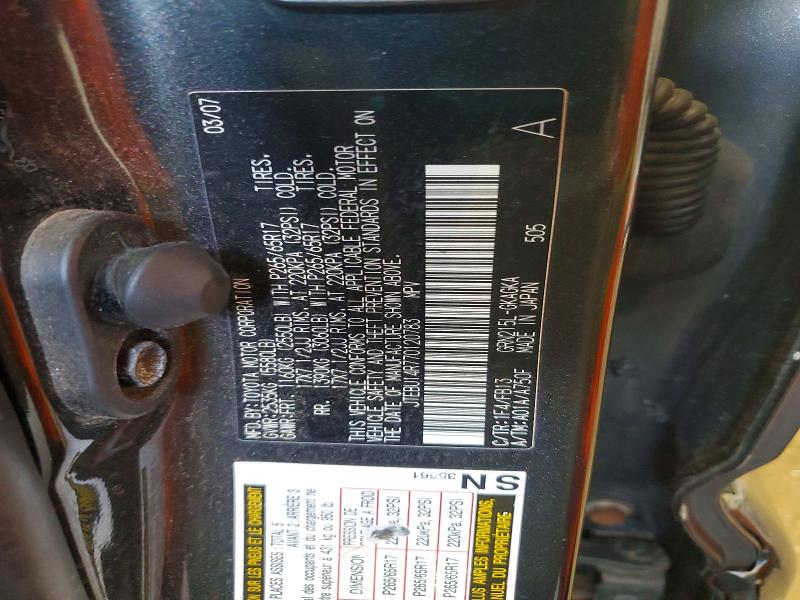 Продаж на аукціоні авто 2007 Toyota 4runner, vin: JTEBU14R770120783, номер лоту: 58846516