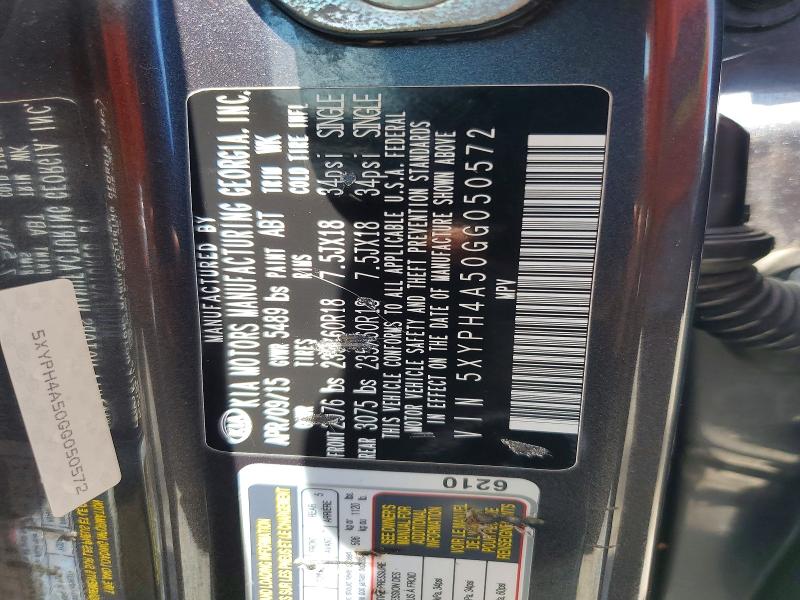 Продаж на аукціоні авто 2016 Kia Sorento, vin: 5XYPH4A50GG050572, номер лоту: 57511896