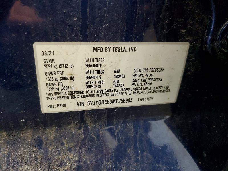56767556 :رقم المزاد ، 5YJYGDEE3MF255985 vin ، 2021 Tesla Model Y مزاد بيع