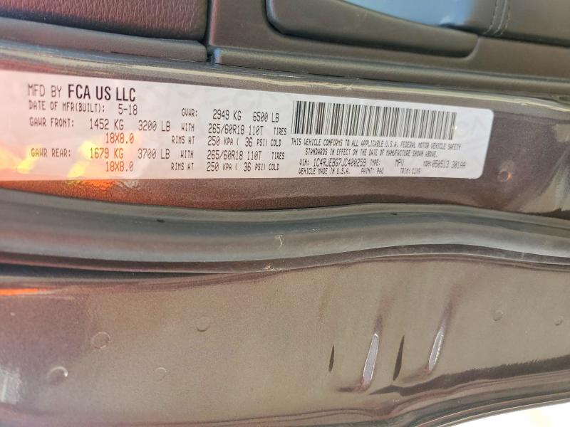 56369166 :رقم المزاد ، 1C4RJEBG7JC400259 vin ، 2018 Jeep Grand Cherokee مزاد بيع